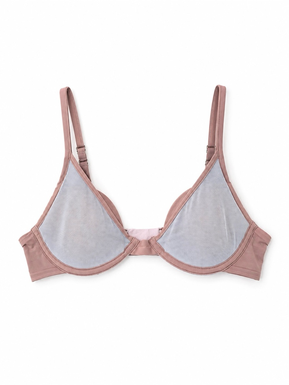 Pepper All You Mesh Underwire Bra 34A Dusty Rose Sheer Overlay